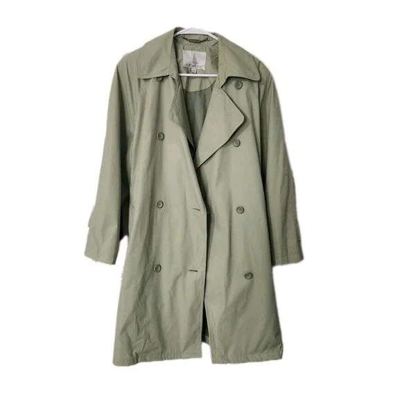 Vintage London Fog Maincoats Women's Green Trench Coat Jacket  sz 8P - Picture 8 of 8